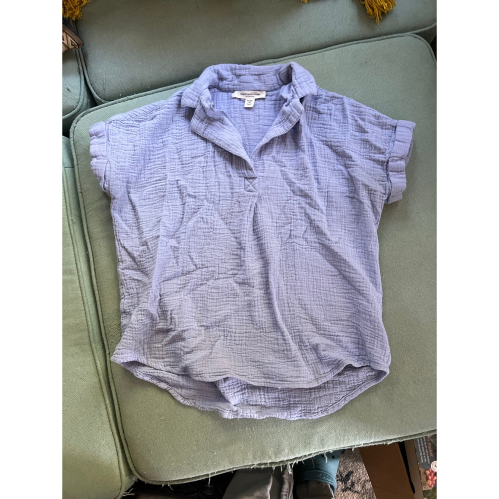Women's Beachlunchlounge Periwinkle Button Cotton Shirt XS